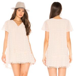Tularosa Carson Chiffon Boucle Pom Pom Mini Babydoll Dress Ivory M NWT